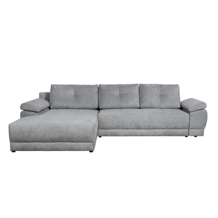 Coltar extensibil EVEREST, personalizabil, lada depozitare, 3 perne decorative, 308x213x90 cm