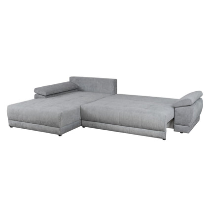 Coltar extensibil EVEREST, personalizabil, lada depozitare, 3 perne decorative, 308x213x90 cm