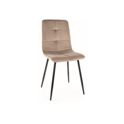 Scaun IVO, stofa catifelata bej/negru, 45x39x91 cm