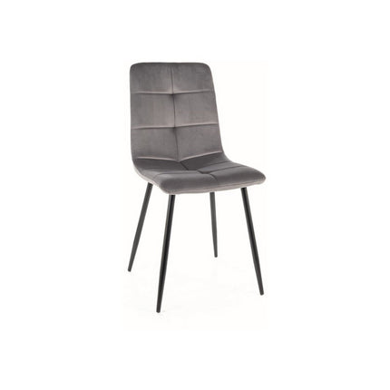 Scaun IVO, stofa catifelata gri/negru, 45x39x91 cm