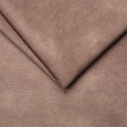 Coltar LIVIO, sezlong dreapta, stofa catifelata cappuccino - Palladium 04, 249x184x90 cm, extensibil, lada depozitare, tetiere reglabile