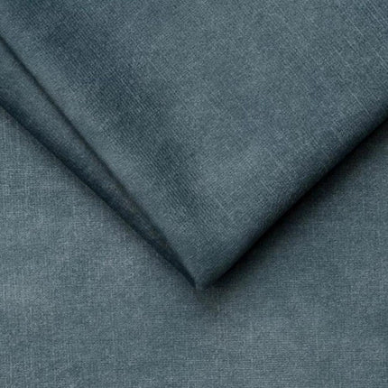 Coltar SELVA L, sezlong stanga, stofa catifelata albastra - Palladium 14, 263x97/223x75/95 cm, extensibil, lada depozitare, tetiere reglabile