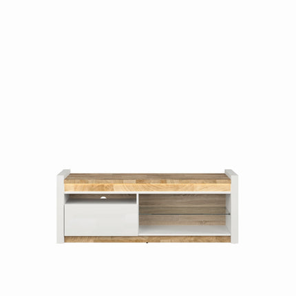 Comode TV Alameda, alb/stejar, 147x46x55 cm