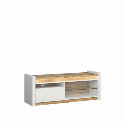 Comode TV Alameda, alb/stejar, 147x46x55 cm