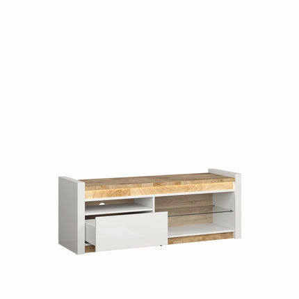 Comode TV Alameda, alb/stejar, 147x46x55 cm