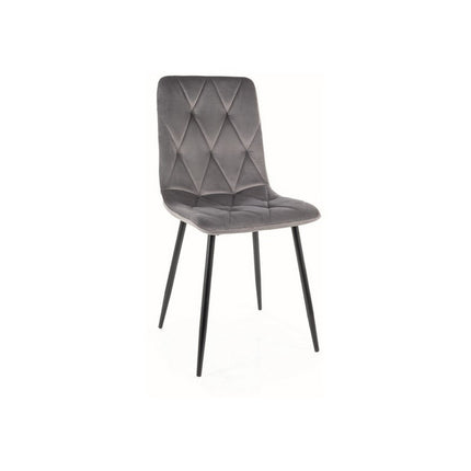 Scaun TOM, stofa catifelata gri/negru, 45x39x91 cm