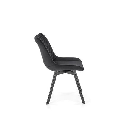 Scaun tapitat K520, negru, stofa catifelata, rotativ, 45x63x80 cm