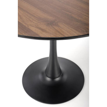 Masa rotunda OLMO, nuc/negru furniruit, 90x73 cm