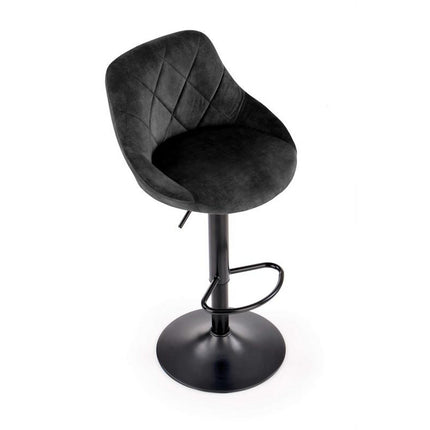 Scaun bar H101, negru, stofa catifelata/metal, 47x45x84 cm