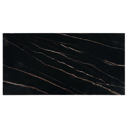 Masuta de cafea RAMONA, marmura neagra/nuc,ntetizat, 121x61x45 cm