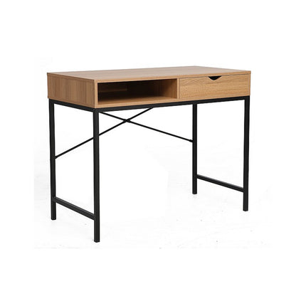 Birou B-027, stejar/negru, PAL si metal, 95x48x76 cm