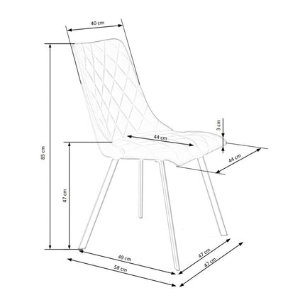 Scaun tapitat K450, negru, stofa catifelata, 44x58x85 cm