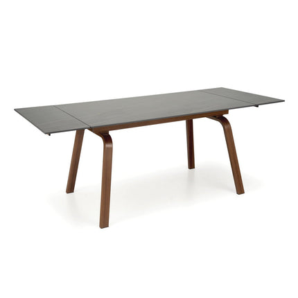 Masa extensibila LOZANO, maro/nuc, metal/piatra sinterizata, 140-200x82x76 cm