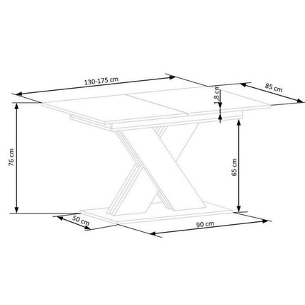 Masa extensibila XARELTO, stejar/alb, PAL/furnir, 130/175x85x76 cm