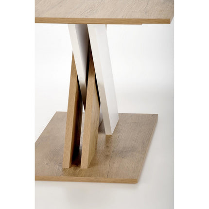 Masa extensibila XARELTO, stejar/alb, PAL/furnir, 130/175x85x76 cm