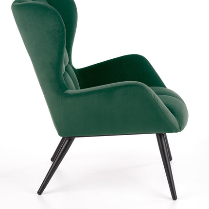 Fotoliu TYRION, verde inchis, stofa catifelata, 85x86x91 cm