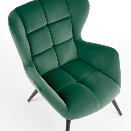 Fotoliu TYRION, verde inchis, stofa catifelata, 85x86x91 cm