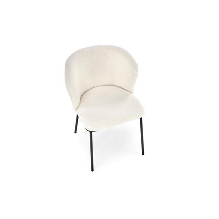 Scaun K518, crem, stofa buclata/metal, 57x59x75 cm