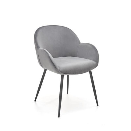Scaun K480, stofa catifelata gri, 59x59x79 cm
