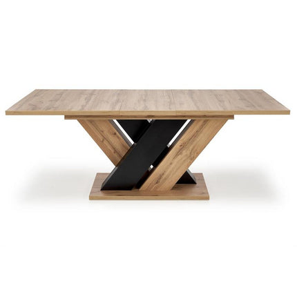 Masa extensibila BRANDON, stejar wotan/negru, pal laminat, 160/200x90x77 cm