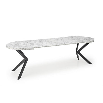 Masa extensibila PERONI, alb/gri/negru, PAL furniruit /otel, 100/250x100x75 cm