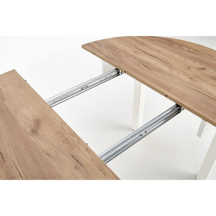 Masa extensibila RINGO, alb/stejar craft, PAL furniruit, 102/142x102x76 cm