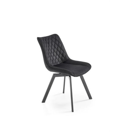 Scaun tapitat K520, negru, stofa catifelata, rotativ, 45x63x80 cm