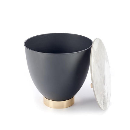 Masuta cafea CECILIA, negru/alb, ceramica, cu spatiu depozitare, 48x45 cm