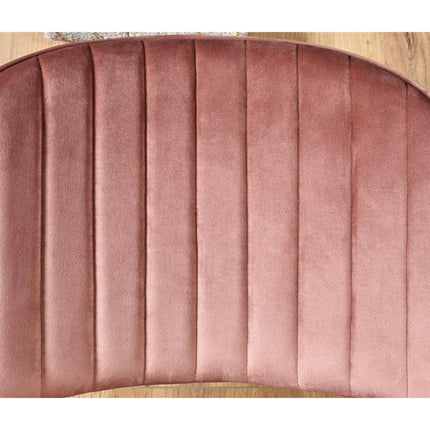 Scaun tapitat K499, roz/auriu, stofa catifelata, 47x56x85 cm
