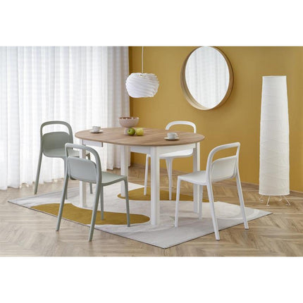 Masa extensibila RINGO, alb/stejar craft, PAL furniruit, 102/142x102x76 cm