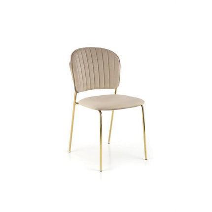 Scaun tapitat K499, bej/auriu, stofa catifelata, 47x56x85 cm