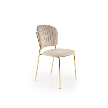 Scaun tapitat K499, bej/auriu, stofa catifelata, 47x56x85 cm