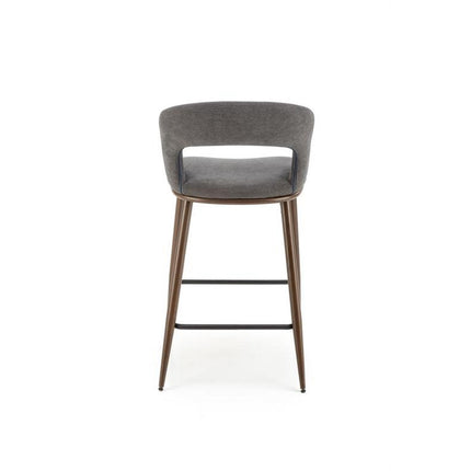 Scaun de bar H114, gri/nuc, stofa clasica, 48x52x92 cm