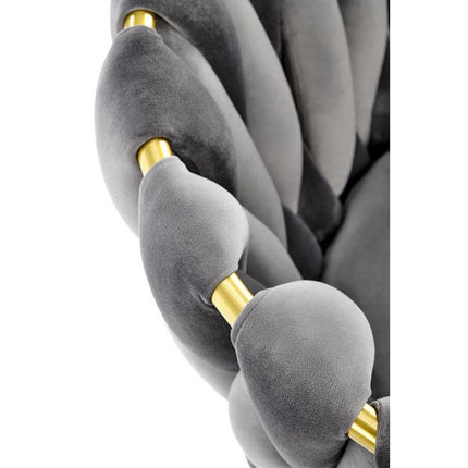 Scaun K517, gri/auriu, stofa catifelata/metal, 57x60x79 cm