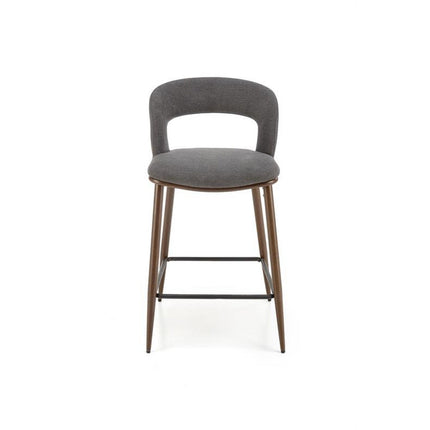 Scaun de bar H114, gri/nuc, stofa clasica, 48x52x92 cm