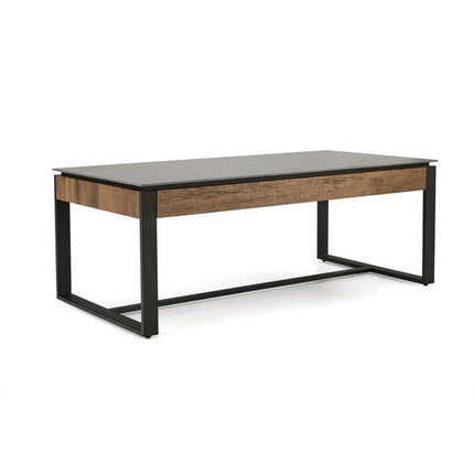 Masuta de cafea RAMONA, marmura neagra/nuc,ntetizat, 121x61x45 cm