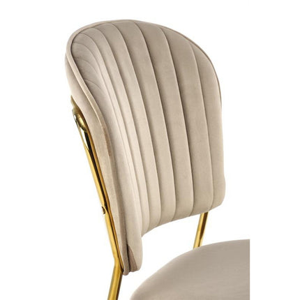 Scaun tapitat K499, bej/auriu, stofa catifelata, 47x56x85 cm