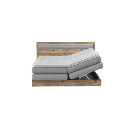 Pat DIORI 160 boxspring, personalizabil, cu somiera rabatabila si lada pentru depozitare + topper