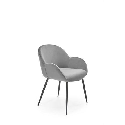 Scaun K480, stofa catifelata gri, 59x59x79 cm