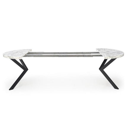 Masa extensibila PERONI, alb/gri/negru, PAL furniruit /otel, 100/250x100x75 cm