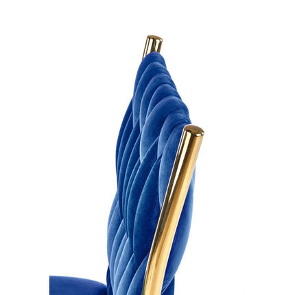 Scaun K436, albastru/auriu, stofa catifelata, 48x55x94 cm