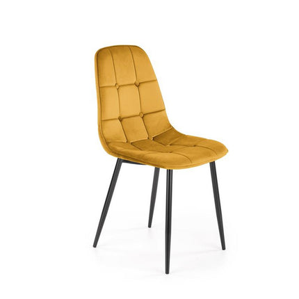 Scaun tapitat K417, galben, stofa catifelata, 44x56x87 cm