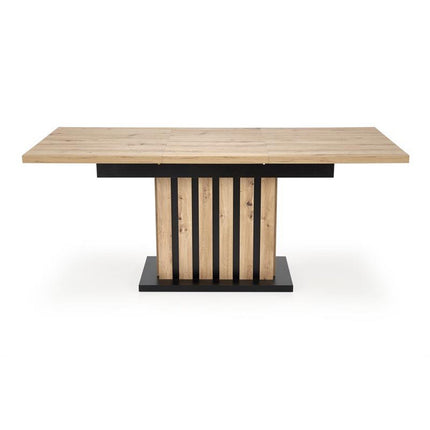 Masa extensibila LAMELLO, stejar artizanal/negru, PAL laminat, 130/180x80x76 cm