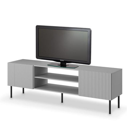 Comoda TV ASENSIO, gri mat/negru, PAL laminat, 180X42X57 cm
