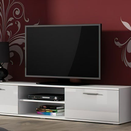 Comoda TV cu 2 usi si 2 spatii depozitare Soho RTV, alb, 180x43x37 cm