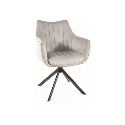 Scaun rotativ AZALIA, stofa catifelata gri deschis, 61x44x86 cm