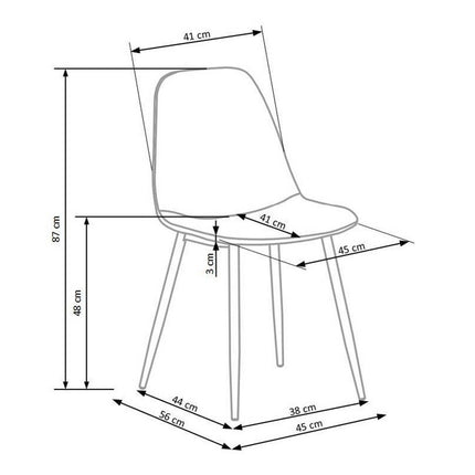 Scaun tapitat K417, negru, stofa catifelata, 44x56x87 cm