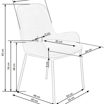Scaun K481, alb/negru, stofa clasica/metal, 54x60x83 cm