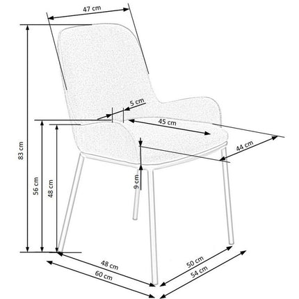 Scaun K481, gri/negru, stofa clasica/metal, 54x60x83 cm