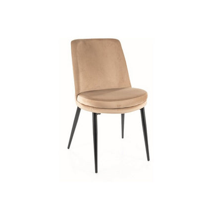 Scaun KAYLA, stofa catifelata bej/negru, 49x46x84 cm